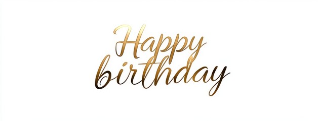 A gold font with the words Happy Birthday written in cursive style. The image is white and the font is the only color in the image