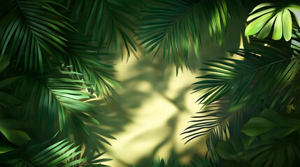 lush tropical leaves frame background