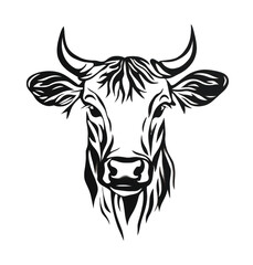 Obraz premium Artistic representation of a cow head featuring intricate line patterns, perfect for farm-themed design projects or animal art, cut out