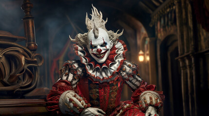 Obraz premium scary halloween clown the witcher creature jester joker