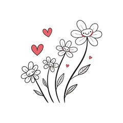 Abstract flowers and hearts valentine card