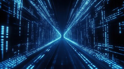 A blue and white computer screen with a blue line running through it. The blue line is made up of small squares that are all the same size