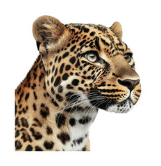 Portrait of a majestic leopard showcasing powerful features and distinct fur patterns in nature, cut out