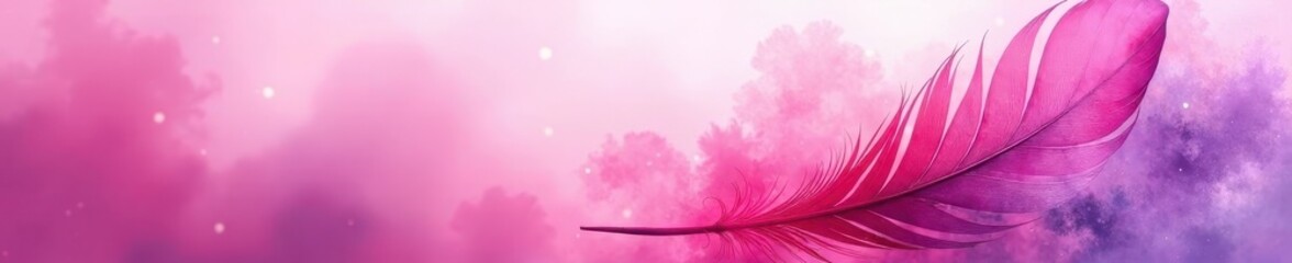Fototapeta premium Pink & purple textured feather watercolor; abstract art Subtle gradient, soft focus , texture, feathers, background