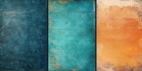 Three different colored papers with a blue background. The blue background is the same color as the first paper