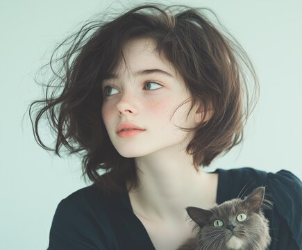 girl with cat