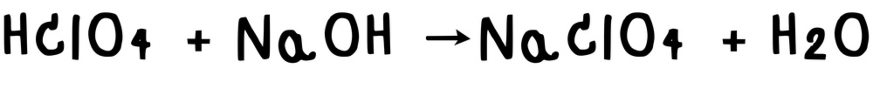 Neutralization Reaction of Perchloric acid, Sodium hydroxide, Sodium perchlorate, Water illustration