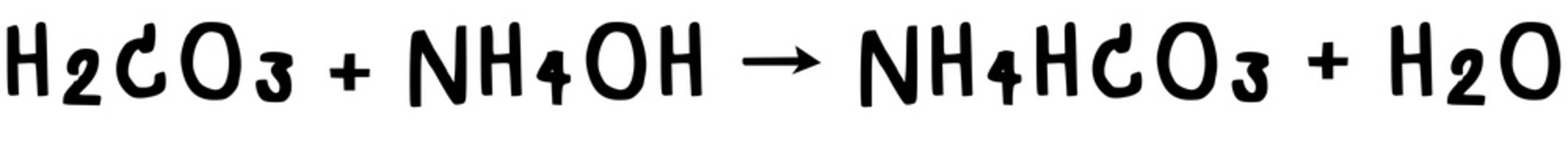 Neutralization Reaction of Carbonic acid, Ammonium hydroxide, Ammonium bicarbonate, Water illustration