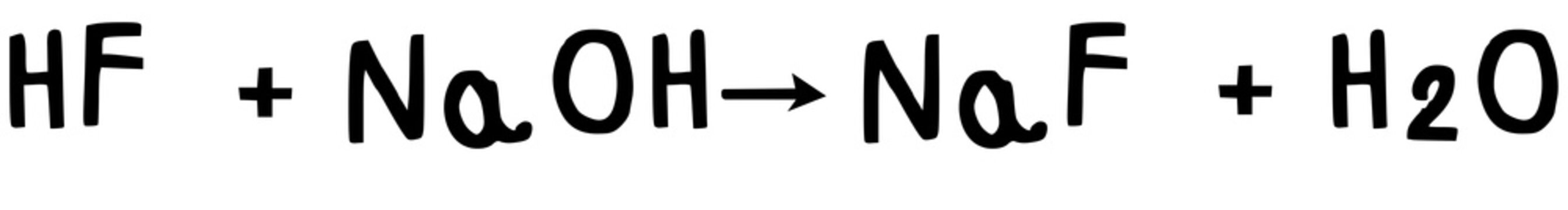 Neutralization Reaction of HF,Hydrofluoride,NaOH,NaF,Sodium Fluoride,H2O illustration