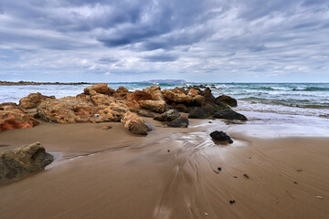 Krajobraz, plaża, morze