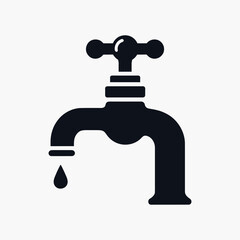  Dripping Water Tap Vector Silhouette, Leak Faucet Outline, Plumbing Symbol