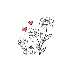 Abstract flowers and hearts valentine card