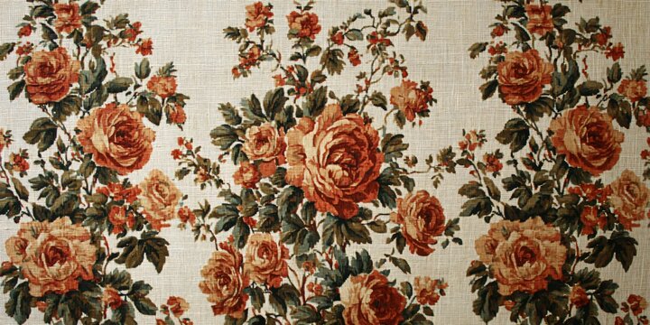 Floral Tapestry of Blooms: A vibrant floral tapestry, adorned with detailed roses and foliage, offers a timeless aesthetic and adds touch of luxury.