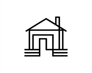 Home icon outline vector template. House line icon symbol. Thin line house logo icon.