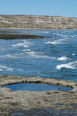 Playa en puerto piramides, chubut, peninsula de valdes