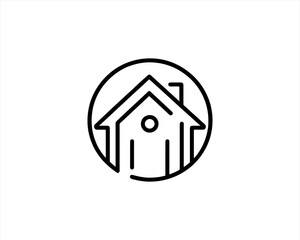 Home icon outline vector template. House line icon symbol. Thin line house logo icon.