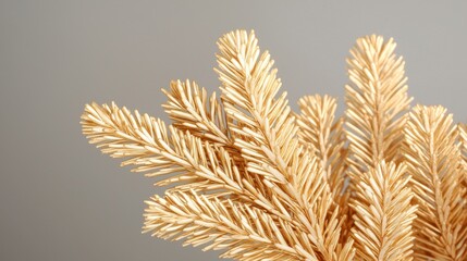 Elegant Gold Sprayed Pine Branches Home Decor Floral Arrangement Indoor Environment Close-Up Luxury Aesthetic