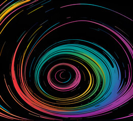 Fototapeta premium Сurves with colorful reflections create a mesmerizing abstract pattern on a black background.generative ai
