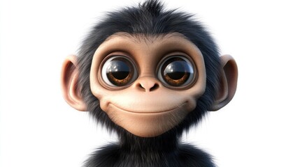 Fototapeta premium Cute cartoon chimpanzee portrait