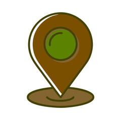 Earthy brown and green PIN location icon design on a transparent background