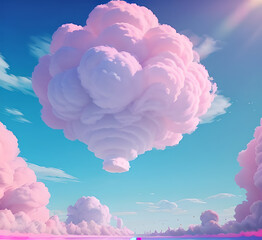 Fototapeta premium Сloudscape Panoramic with rich purple and pink tones blending into orange at horizon, tranquil evening sky view, natural dusk setting, soft wispy cloud formation, twilight backdrop.generative ai