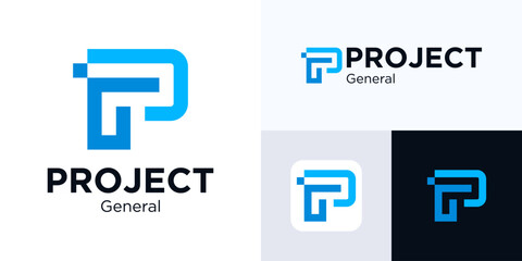 Letter P logo design, Creative simple modern icon PG for identity sign symbol, Premium vector GP logo illustration, Initial P for identity logo, Usable for technology, Architecture or other business.
