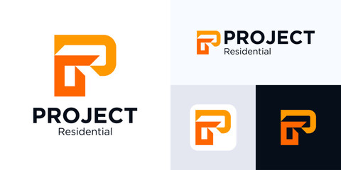 Letter P logo design, Simple modern icon initial PR for identity symbol, Vector PG logo illustration, Initial P for identity logo, Usable for Construction, Architecture, Home repair or other business.
