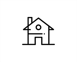Home icon outline vector template. House line icon symbol. Thin line house logo icon.