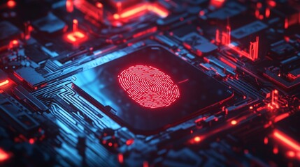 fingerprint machine, cybersecurity concept