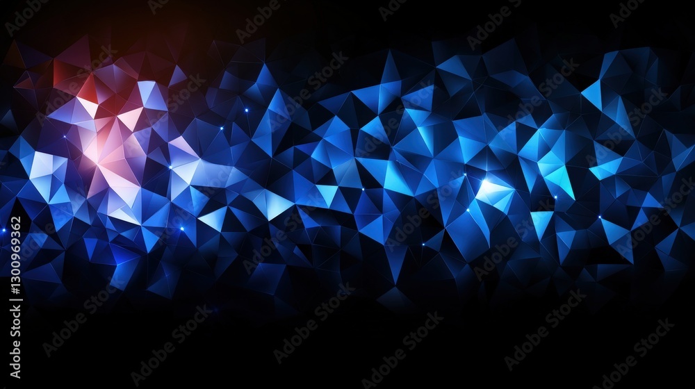 Wall mural abstract blue geometric technology background with poly shapes and patterns for digital design proje