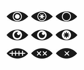 Simple Black and White Eye Icons Set