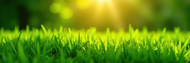 Obraz premium Newly cut hybrid grass, vibrant green, sunlit , sun, gardening
