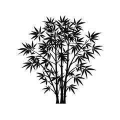 bamboo tree vector silhouette on white background