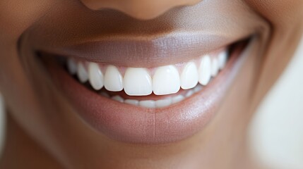 Fototapeta premium Close-up of a joyful African American woman's radiant smile and perfect teeth.
