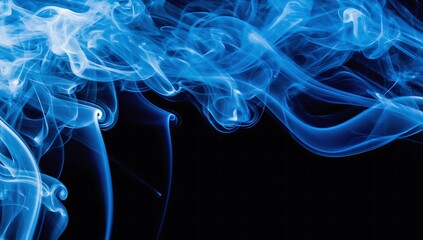 Obraz premium Abstract blue smoke on black background