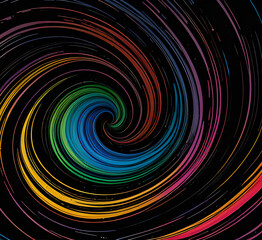 Obraz premium Сurves with colorful reflections create a mesmerizing abstract pattern on a black background.generative ai