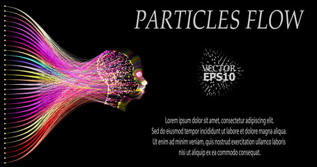 An abstract image of a data stream forming the silhouette of a human head. The glowing lines symbolize the neural network and information processing, creating a futuristic and technological style.