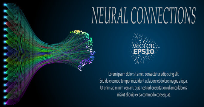 An abstract image of a data stream forming the silhouette of a human head. The glowing lines symbolize the neural network and information processing, creating a futuristic and technological style.