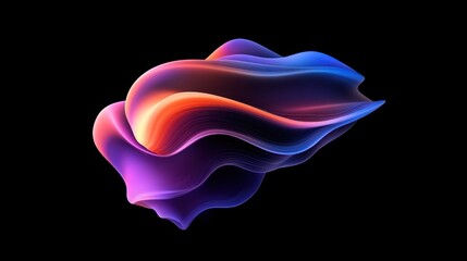 Abstract swirling vibrant shapes on black background