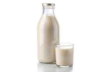 full glass bottle of milk image isolated on white