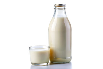 full glass bottle of milk image isolated on white background