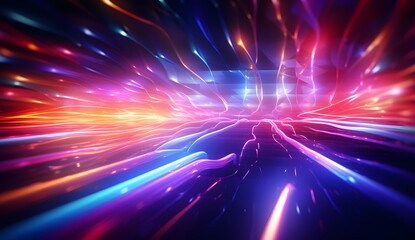Light Speed motion background neon light. neon light lines background