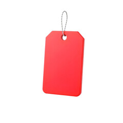red glossy price tag 3d icon with metal chain isolated on transparent background high quality png for shopping promotions and sales