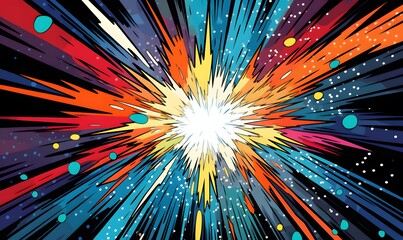 Abstract colorful sun burst background. retro comic explosion with bright colorful streaks. 