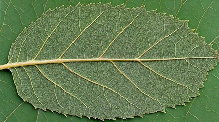 Obraz premium Detailed leaf venation of an alder tree leaf over a background