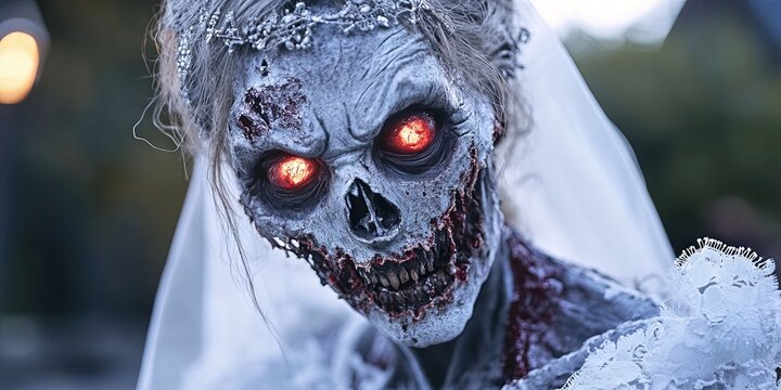 zombie bride - undead corpse in a wedding gown