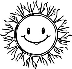 Cheerful sun illustration digital bright background whimsical style graphic design positive vibes