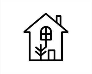 Home icon outline vector template. House line icon symbol. Thin line house logo icon.