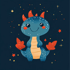 Obraz premium Cute dragon cartoon vector illustration 