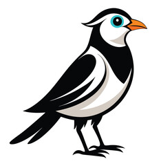 A cute black bird with wings line art icon sign silhouette vector illustration for photo overlays t-shirt print flyer poster design web banner.